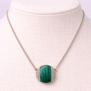 Talbots long necklace with crystal and malachite pendant